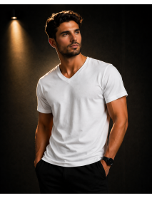 V Yaka T-SHIRT (lİKRALI 1.KALİTE) BEYAZ