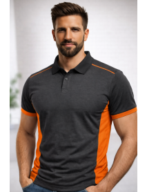 Polo Yaka T-Shirt (Koltuk altı ve kol ucu renkli) Antresit-Turuncu