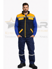 Gabardin Yelek Pantolon ve Sweat 3lü Takım (Siyah-Sarı Kombin)