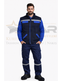 Gabardin Yelek Pantolon ve Sweat 3lü Takım (Lacivert-Sax Mavi Kombin)