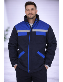 Teknik İş Montu Gabardin 7/7 Kumaş- Lacivert Sax Mavi Detaylı