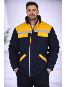 Teknik İş Montu Gabardin 7/7 Kumaş- Siyah Sarı Detaylı