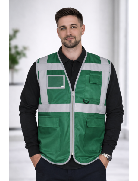 MÜHENDİS TİPİ İKAZ YELEĞİ - MÜHENDİS ŞANTİYE YELEĞİ- HAKİ YEŞİL