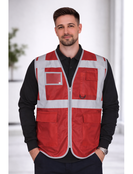 MÜHENDİS TİPİ İKAZ YELEĞİ - MÜHENDİS ŞANTİYE YELEĞİ-BORDO