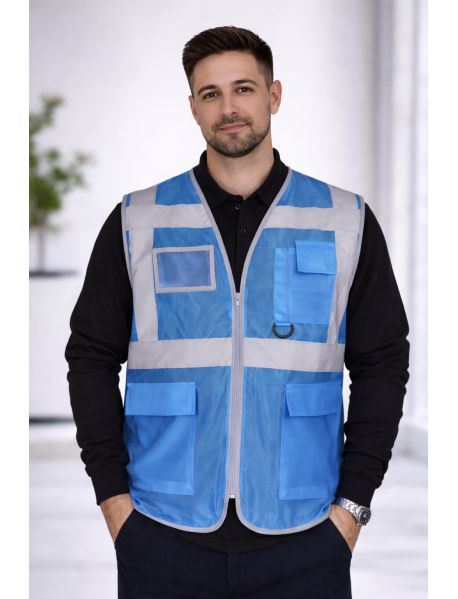 MÜHENDİS TİPİ İKAZ YELEĞİ - MÜHENDİS ŞANTİYE YELEĞİ- TURKUAZ