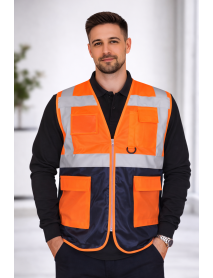 MÜHENDİS TİPİ İKAZ YELEĞİ - MÜHENDİS ŞANTİYE YELEĞİ- TURUNCU LACİVERT MÜHENDİS TİPİ İKAZ YELEĞİ - MÜHENDİS ŞANTİYE YELEĞİ- TURUNCU LACİVERT