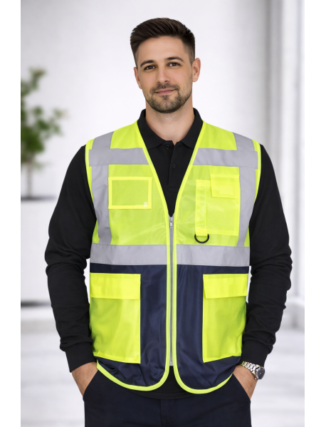 MÜHENDİS TİPİ İKAZ YELEĞİ - MÜHENDİS ŞANTİYE YELEĞİ- YEŞİL LACİVERT