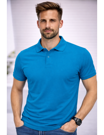 POLO YAKA KISAKOL T-SHIRT (Pamuk Penye) TURKUAZ