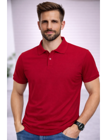 POLO YAKA KISAKOL T-SHIRT (Pamuk Penye) KIRMIZI