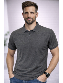 POLO YAKA KISAKOL T-SHIRT (Pamuk Penye) ANTRESİT FÜME KOYU GRİ