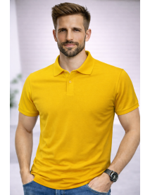 POLO YAKA KISAKOL T-SHIRT (Pamuk Penye) SARI