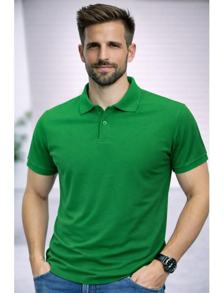 POLO YAKA KISAKOL T-SHIRT (Pamuk Penye) YEŞİL