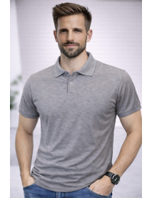 POLO YAKA KISAKOL T-SHIRT (Pamuk Penye) GRİ