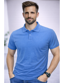 POLO YAKA KISAKOL T-SHIRT (Pamuk Penye) MAVİ