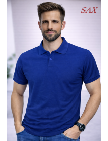 POLO YAKA KISAKOL T-SHIRT (Pamuk Penye) SAX MAVİ