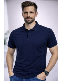 POLO YAKA KISAKOL T-SHIRT (Pamuk Penye) LACİVERT