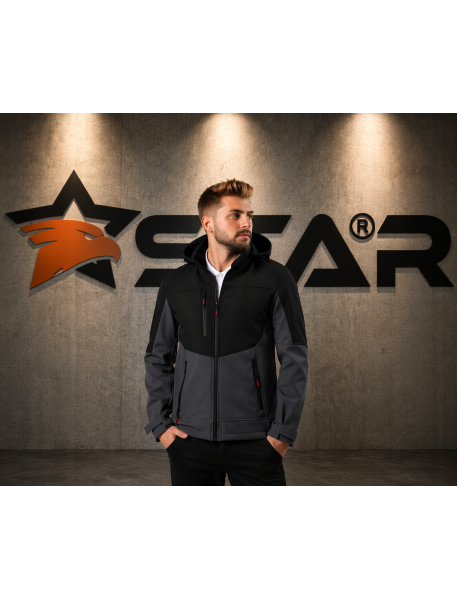 SOFT SHELL MONT - BAŞLIK ÇIRARILABİLİR. SU SOĞUK GEÇİRMEZ - GRİ SİYAH