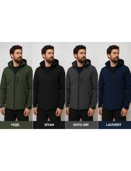 SOFT SHELL MONT - BAŞLIK ÇIRARILABİLİR. SU SOĞUK GEÇİRMEZ - TEK RENKLER
